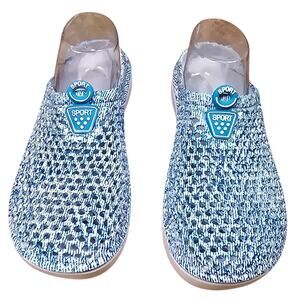 Sport Blue White Slip On Garden Casual Beach Poolside Summer Footwear 41/9.5